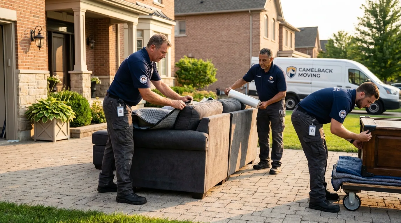 Large estate moving crew wrapping furniture in Streamwood, IL