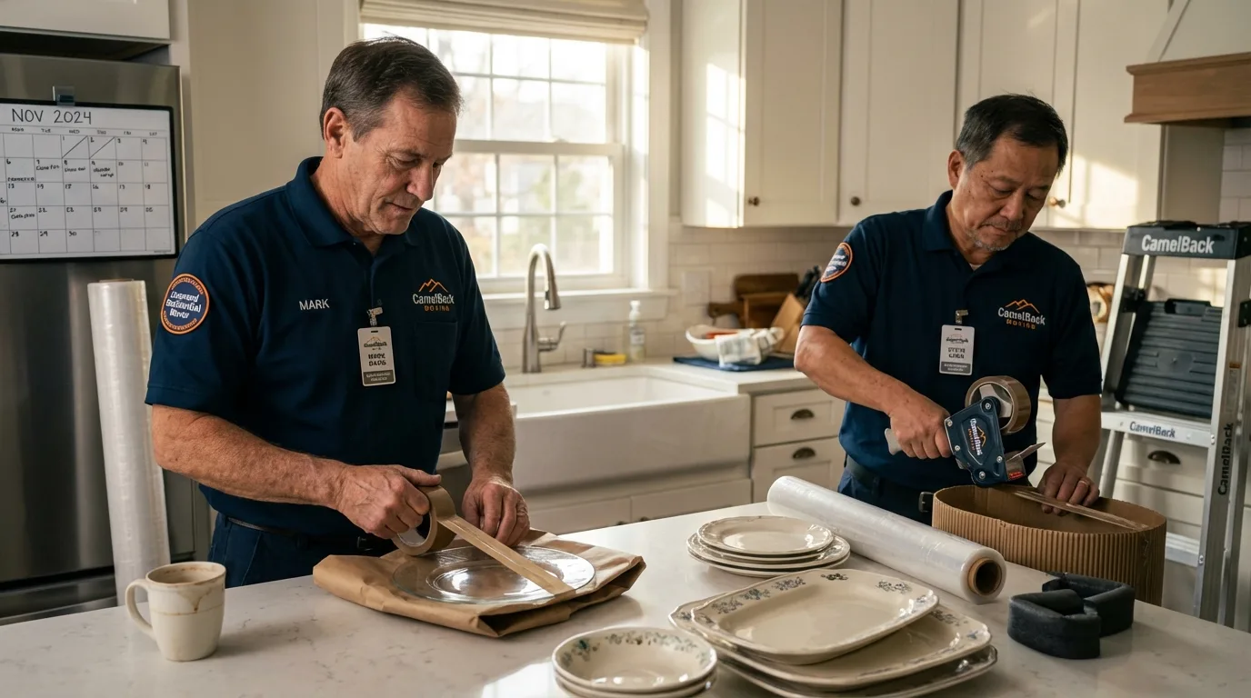 Professional crew packing kitchen dishware in Streamwood, IL
